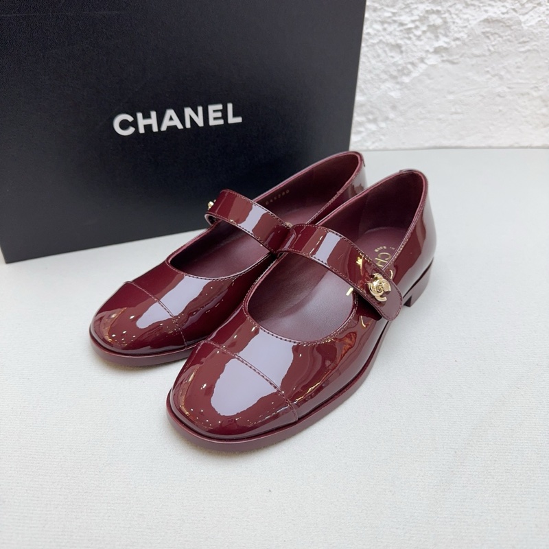 閒置新 未使用Chanel/香奈兒酒紅色漆皮瑪麗珍36.5碼 配件包裝盒 塵袋-1