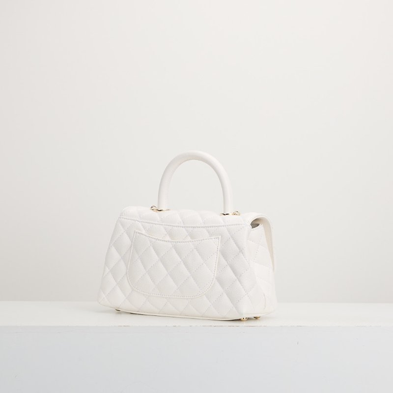 二手Chanel Coco handle 24小號白金牛皮 芯片款-2
