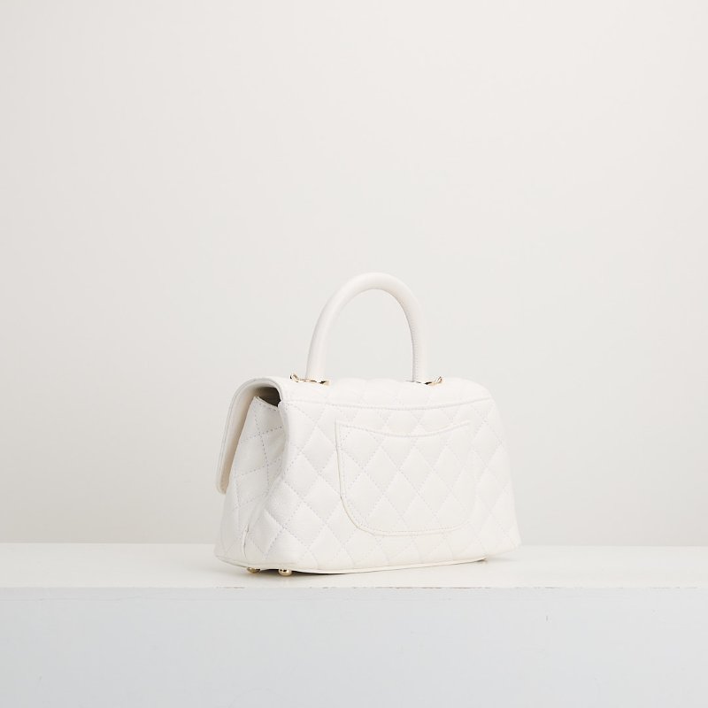 二手Chanel Coco handle 24小號白金牛皮 芯片款-3