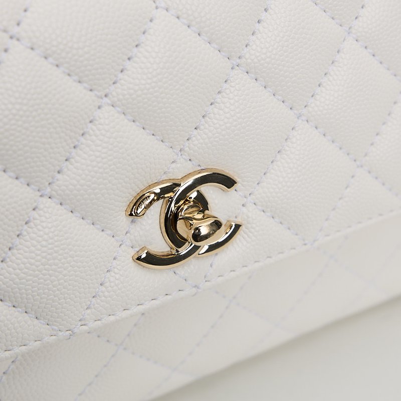 二手Chanel Coco handle 24小號白金牛皮 芯片款-5
