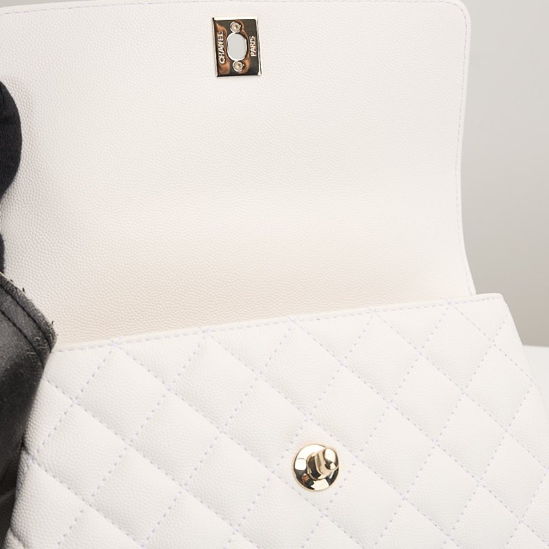 二手Chanel Coco handle 24小號白金牛皮 芯片款-18