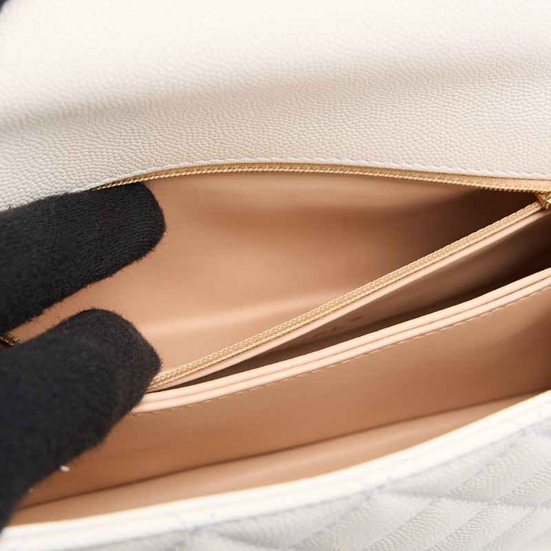 二手Chanel Coco handle 24小號白金牛皮 芯片款-20