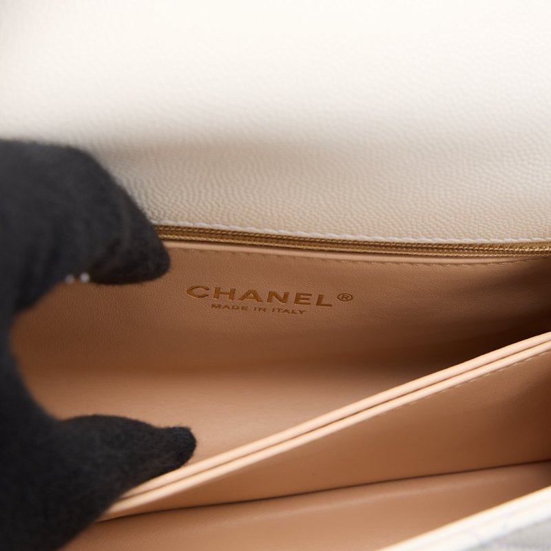 二手Chanel Coco handle 24小號白金牛皮 芯片款-21