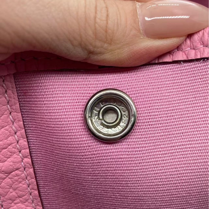 二手Hermes愛馬仕garden party30櫻花粉帆布拼皮y刻，有發黑磨損-6