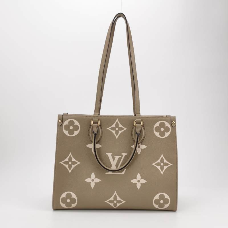 Louis Vuitton(LV)Onthego中型牛皮老花壓花單肩包晶片款-4