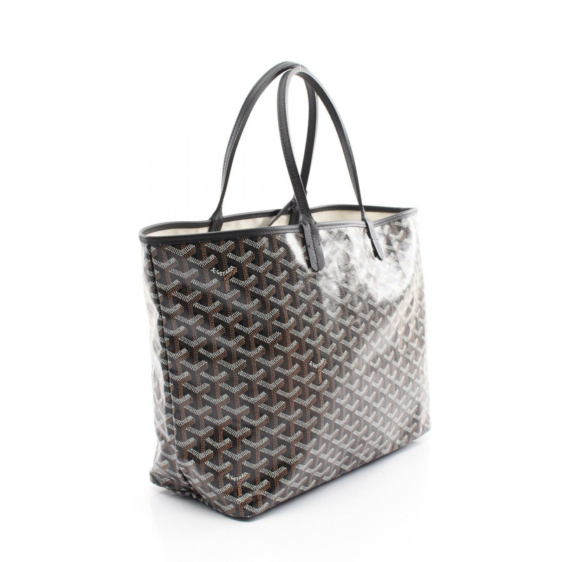 GOYARD Saint Louis PM 手提包，帆布皮革，黑色多色，二手女款-1