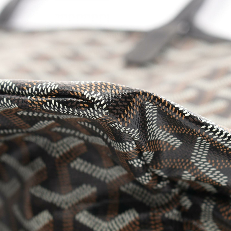 GOYARD Saint Louis PM 手提包，帆布皮革，黑色多色，二手女款-4