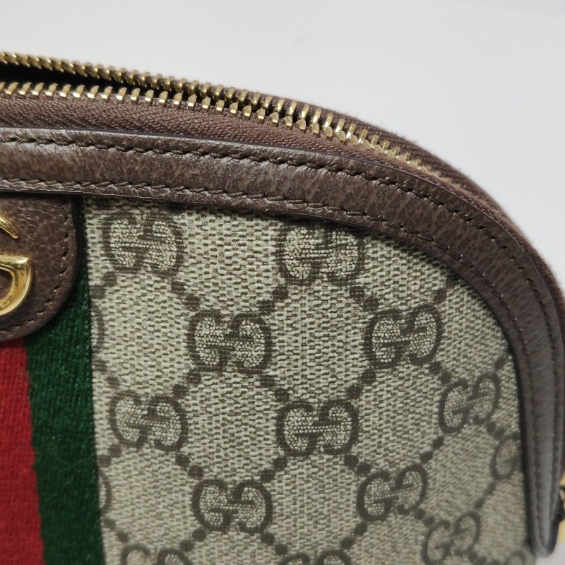 Gucci Ophidia小號牛皮GG老花條紋雙G手拿包-13