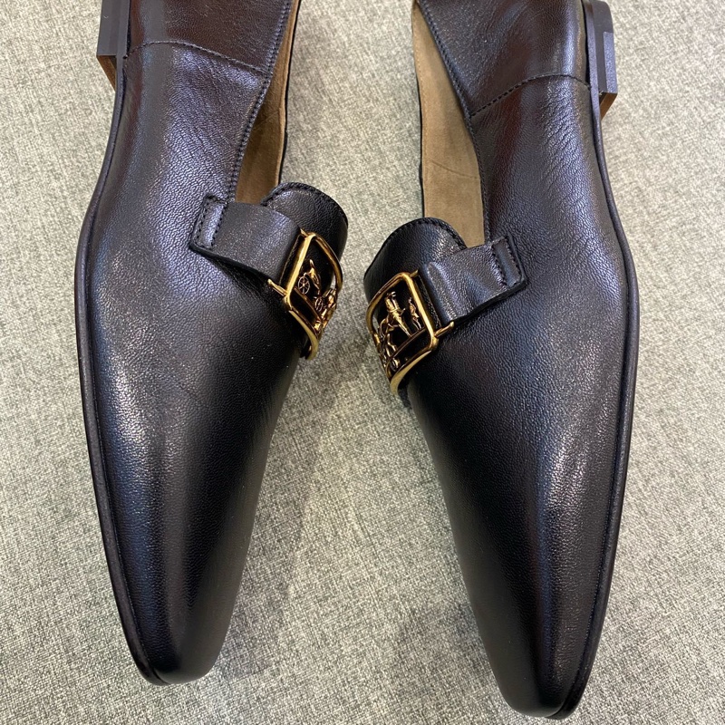閒置新 Hermes/愛馬仕黑色馬車扣 樂福鞋35碼 油蠟皮質地很高級 羊皮柔軟細膩非常合腳 附件：塵袋+盒-3