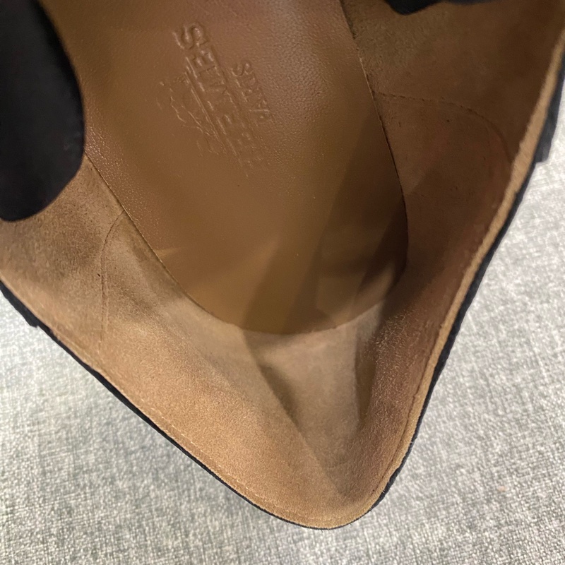 閒置新 Hermes/愛馬仕黑色馬車扣 樂福鞋35碼 油蠟皮質地很高級 羊皮柔軟細膩非常合腳 附件：塵袋+盒-7