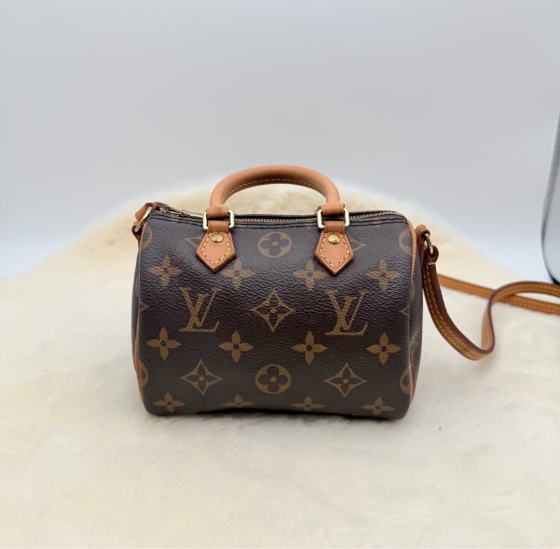 【大全套有購證❗️95新✨】LV Nano Speedy 經典老花枕頭包 棕色-1