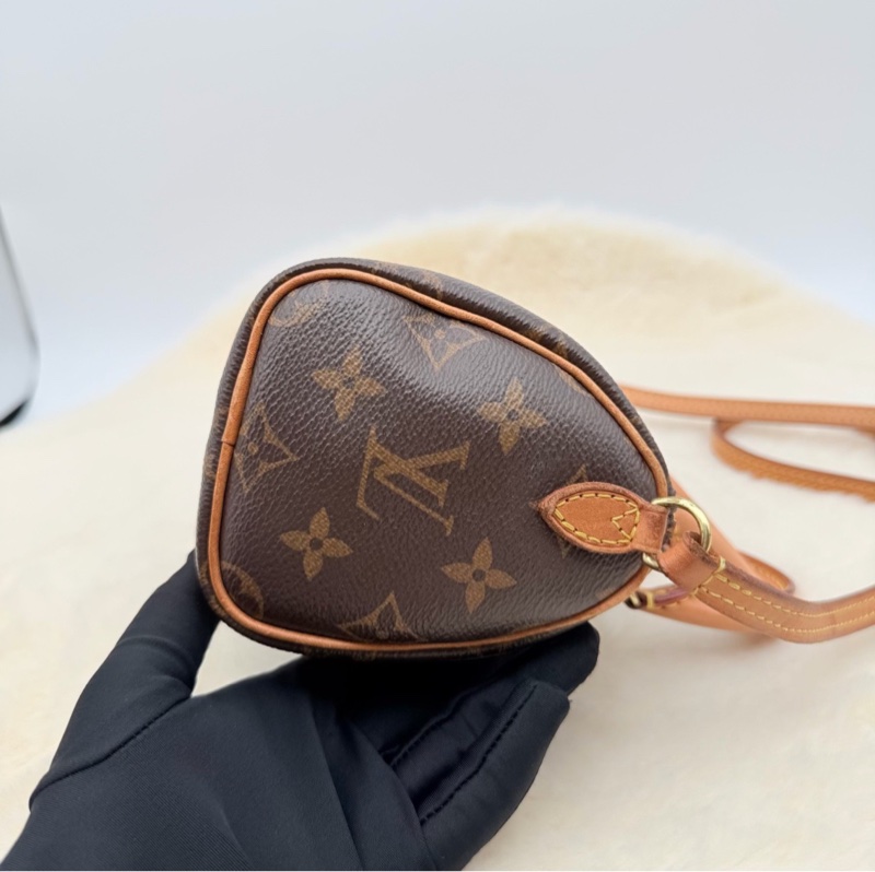 【大全套有購證❗️95新✨】LV Nano Speedy 經典老花枕頭包 棕色-5