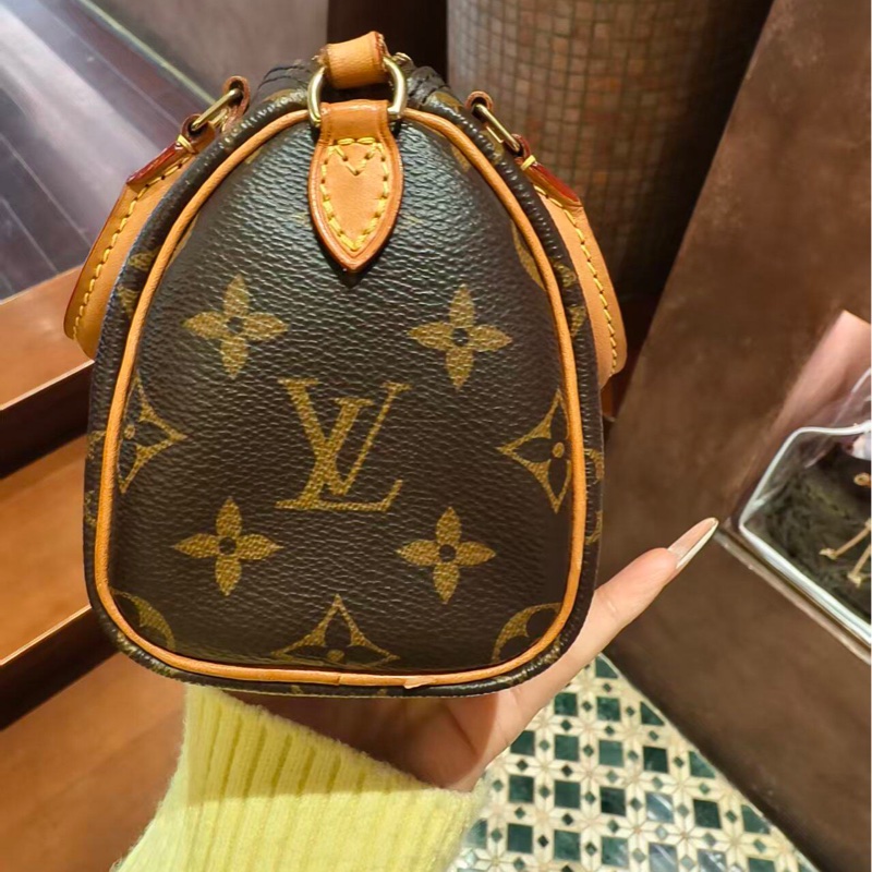 【大全套有購證❗️95新✨】LV Nano Speedy 經典老花枕頭包 棕色-5