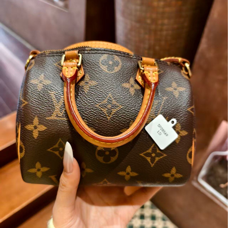 【大全套有購證❗️95新✨】LV Nano Speedy 經典老花枕頭包 棕色-7