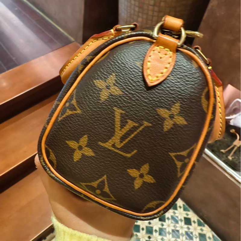【大全套有購證❗️95新✨】LV Nano Speedy 經典老花枕頭包 棕色-8