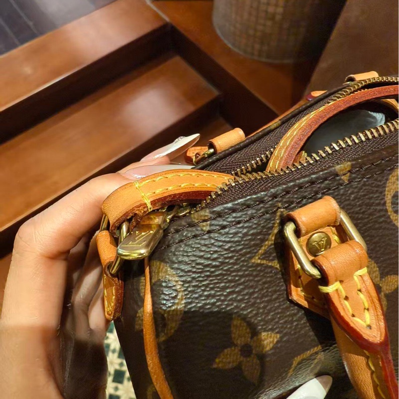 【大全套有購證❗️95新✨】LV Nano Speedy 經典老花枕頭包 棕色-13
