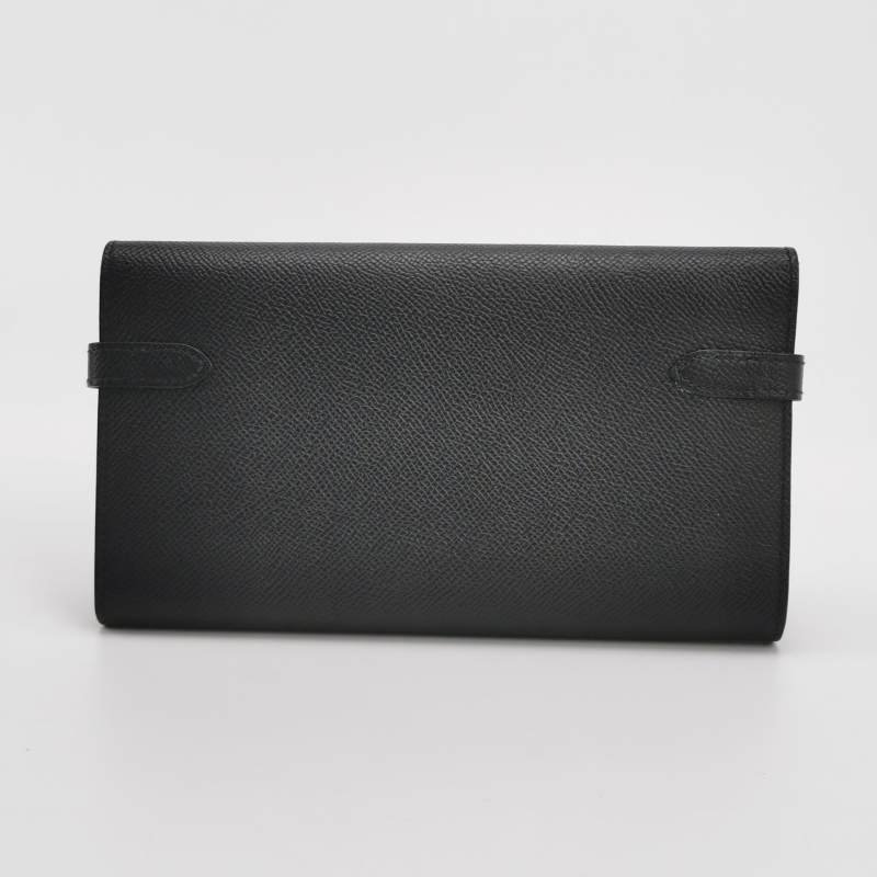 HermesKelly凱莉包大號旋扣皮夾Epsom牛皮金扣89黑色A刻-3