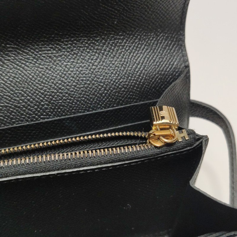 HermesKelly凱莉包大號旋扣皮夾Epsom牛皮金扣89黑色A刻-9