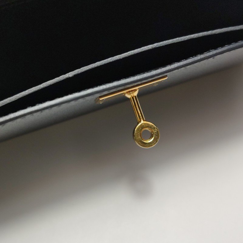 HermesKelly凱莉包大號旋扣皮夾Epsom牛皮金扣89黑色A刻-10