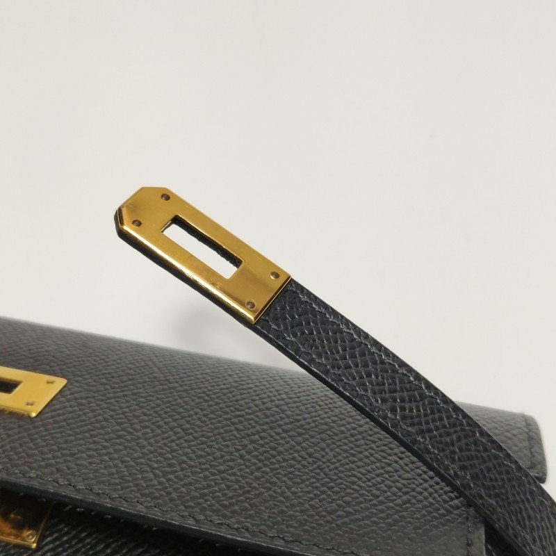 HermesKelly凱莉包大號旋扣皮夾Epsom牛皮金扣89黑色A刻-11