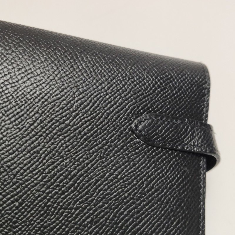 HermesKelly凱莉包大號旋扣皮夾Epsom牛皮金扣89黑色A刻-12