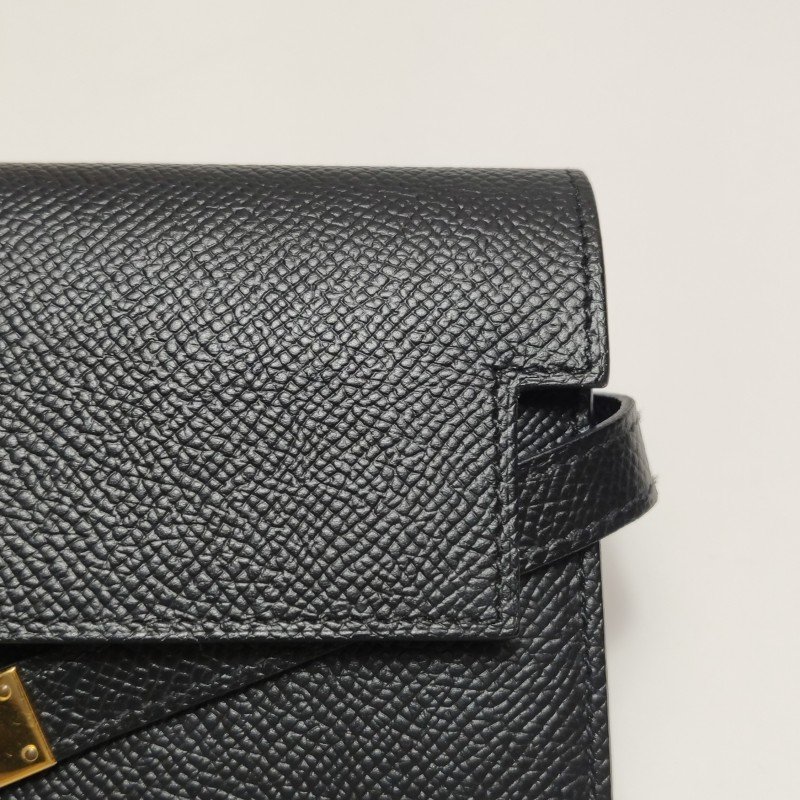 HermesKelly凱莉包大號旋扣皮夾Epsom牛皮金扣89黑色A刻-13
