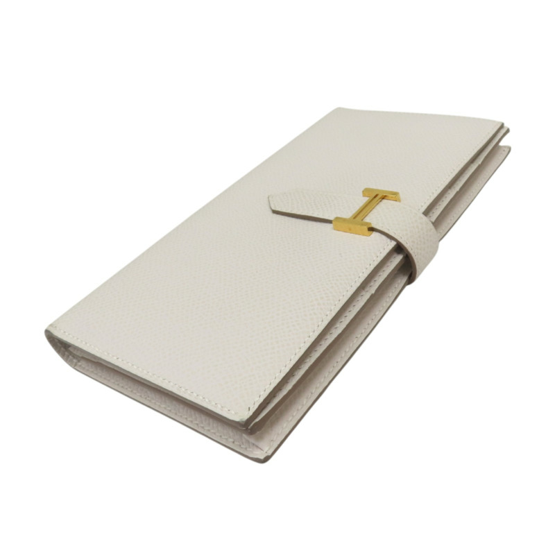 奶昔白 Epsom 牛皮 Bearn 二折長夾 W刻 金扣【HERMES 愛馬仕】 H039785CK-2