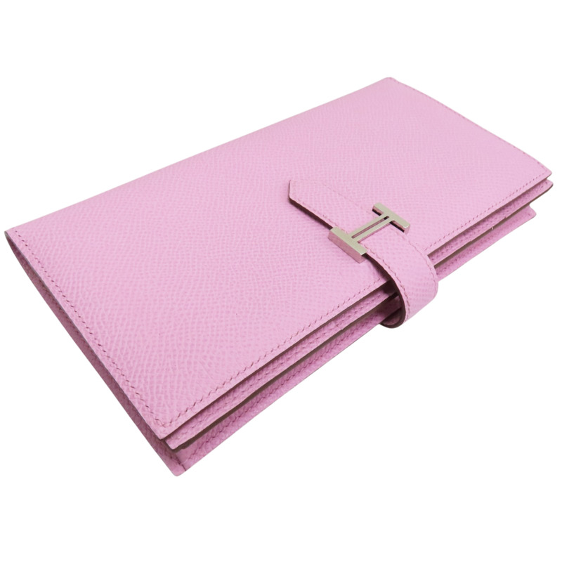 錦葵粉 Epsom牛皮 Bearn 長夾 U刻 銀釦【HERMES 愛馬仕】 H039785CK-2