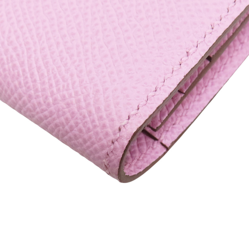 錦葵粉 Epsom牛皮 Bearn 長夾 U刻 銀釦【HERMES 愛馬仕】 H039785CK-12