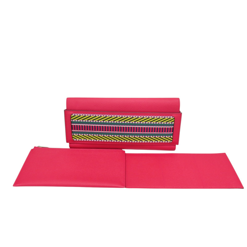 粉色 Epsom牛皮 Passant 子母長夾 C刻 銀扣【HERMES 愛馬仕】 H073585CA-4