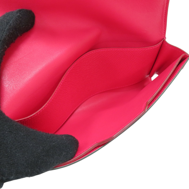 粉色 Epsom牛皮 Passant 子母長夾 C刻 銀扣【HERMES 愛馬仕】 H073585CA-7