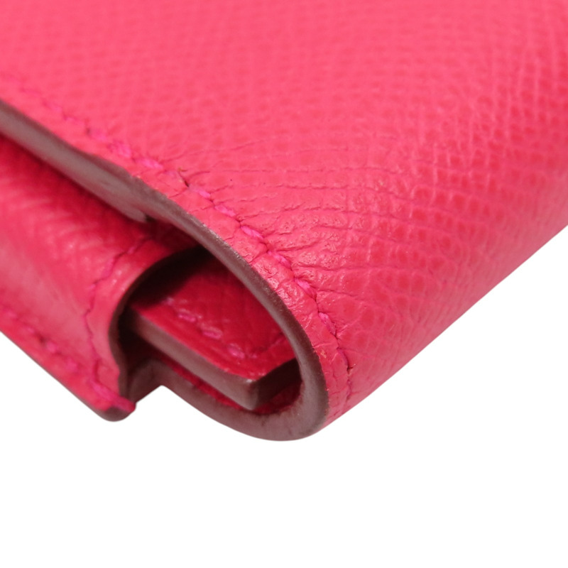 粉色 Epsom牛皮 Passant 子母長夾 C刻 銀扣【HERMES 愛馬仕】 H073585CA-13