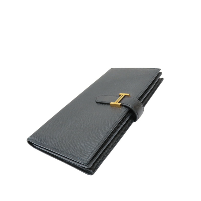黑色 Epson牛皮 Bearn 二折長夾 C刻 金扣【HERMES 愛馬仕】 H039785CK-2