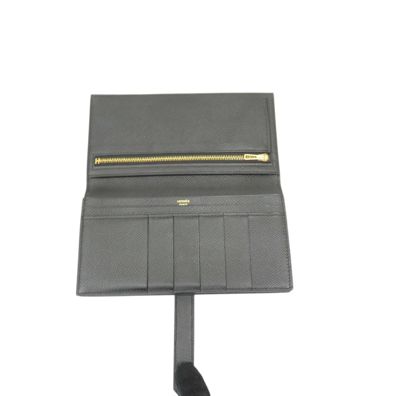 黑色 Epson牛皮 Bearn 二折長夾 C刻 金扣【HERMES 愛馬仕】 H039785CK-4