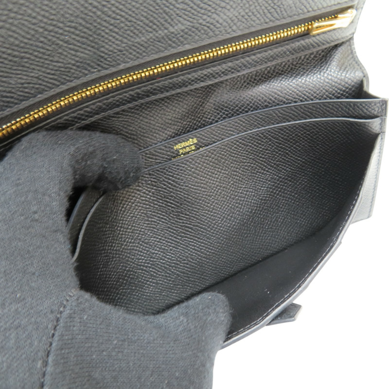 黑色 Epson牛皮 Bearn 二折長夾 C刻 金扣【HERMES 愛馬仕】 H039785CK-6