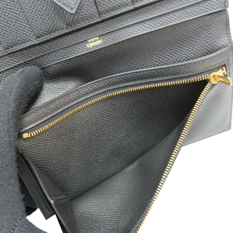 黑色 Epson牛皮 Bearn 二折長夾 C刻 金扣【HERMES 愛馬仕】 H039785CK-7