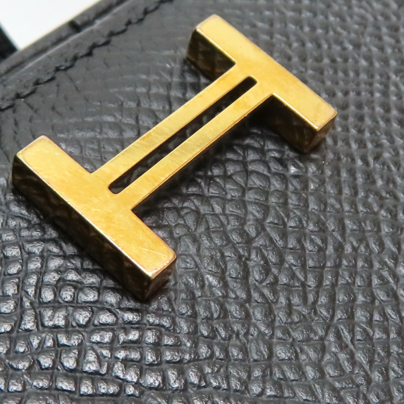 黑色 Epson牛皮 Bearn 二折長夾 C刻 金扣【HERMES 愛馬仕】 H039785CK-8