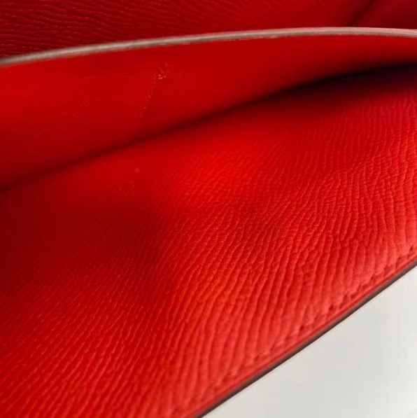 二手Hermes愛馬仕Kelly紅色錢包epsom皮金扣x刻,配件盒子羊毛氈-6