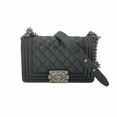 ChanelLeboy經典款小號牛皮菱格絎縫方形雙C鎖扣單肩包