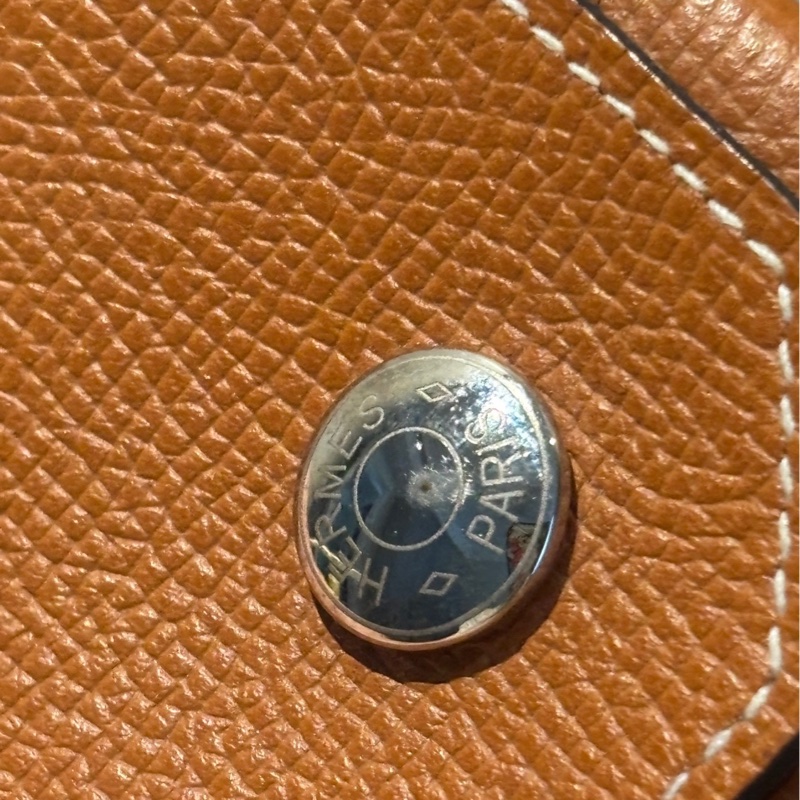 愛馬仕 Hermès Epsom 雙色零錢包 焦糖棕×深藍 法國製-3