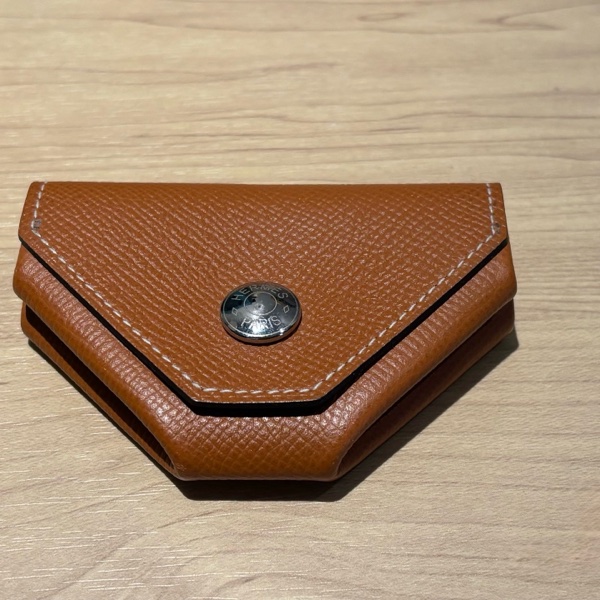 愛馬仕 Hermès Epsom 雙色零錢包 焦糖棕×深藍 法國製-4