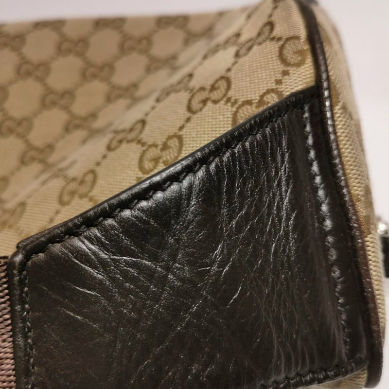 Gucci牛皮帆布雙G老花皮標Logo腰包胸包-20
