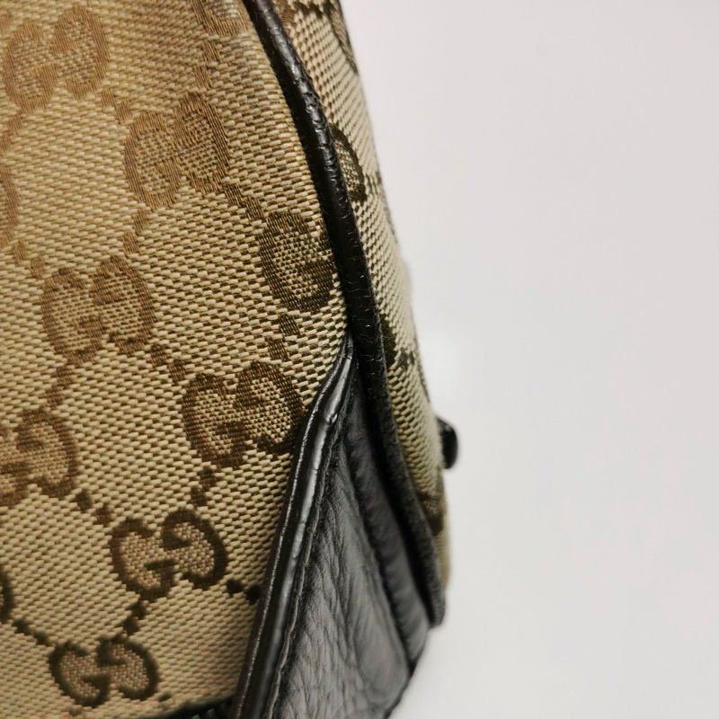 Gucci牛皮帆布雙G老花皮標Logo腰包胸包-22