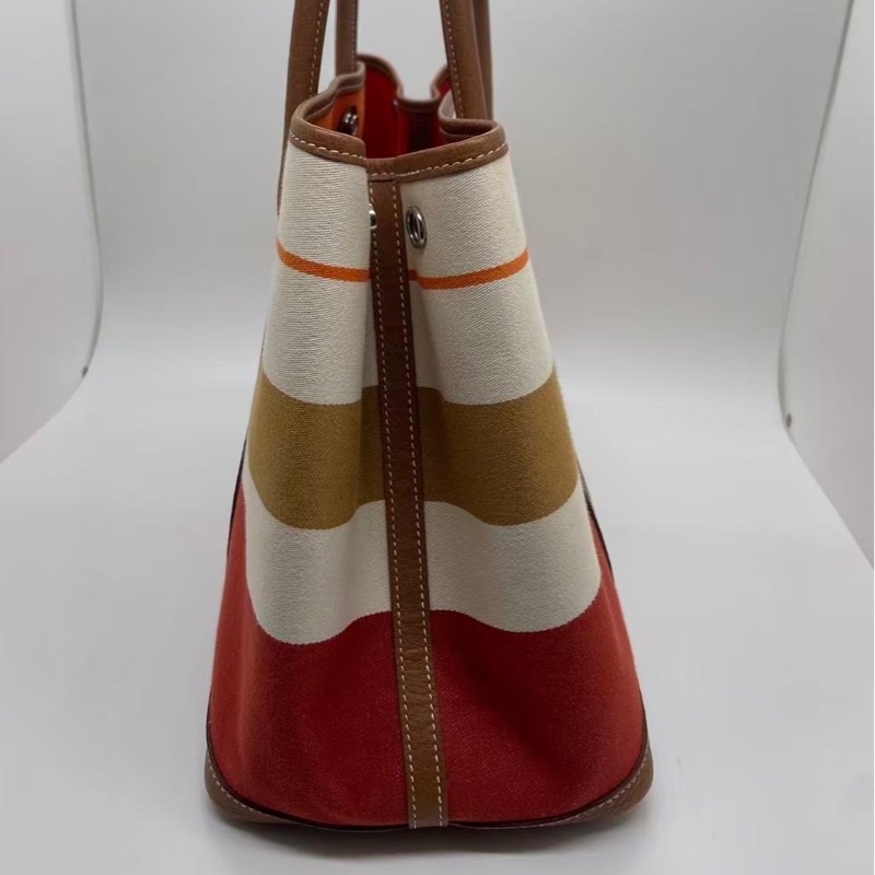 二手Hermes愛馬仕gardenparty 36彩色條紋限量款花園包，正常使用痕跡如圖，Q刻，配件塵袋-6