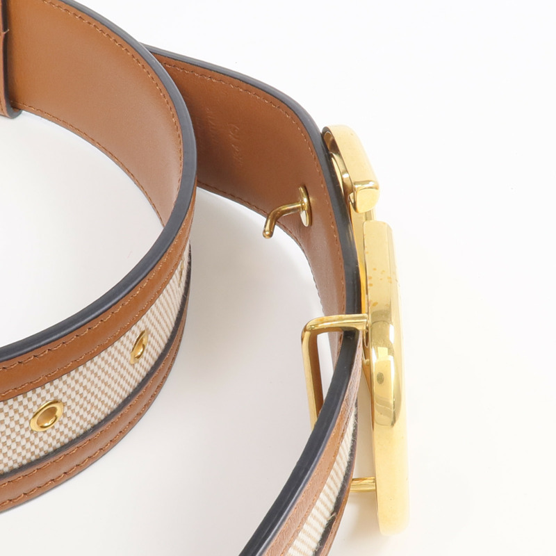 Valentino 帆布/皮革Belt金扣皮帶-4