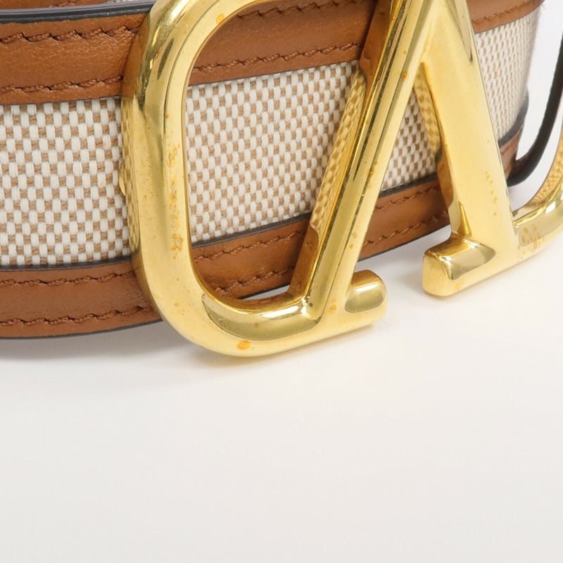 Valentino 帆布/皮革Belt金扣皮帶-9