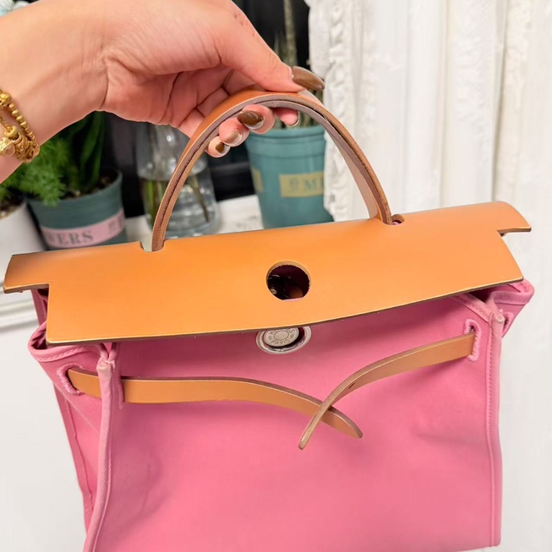 【罕見獨特顏色💖可少女可淑女✨】Hermes愛馬仕 herbag 31櫻花粉手提包 框刻-7