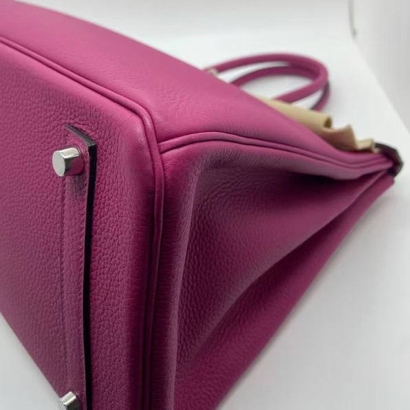 Hermes愛馬仕birkin 35海葵紫Togo皮銀扣，邊角輕微磨損，五金有划痕-9