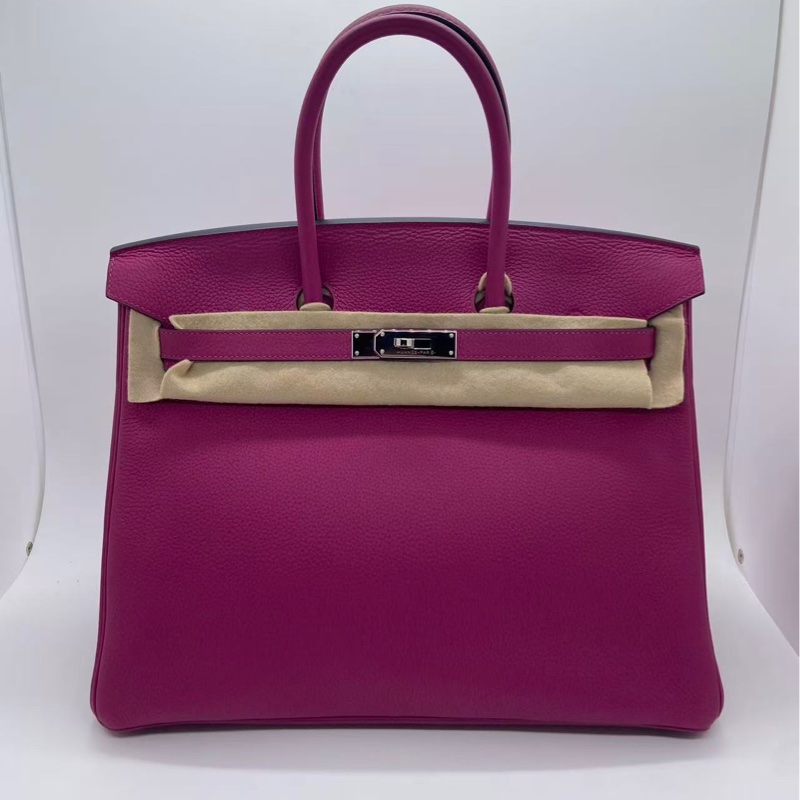 Hermes愛馬仕birkin 35海葵紫Togo皮銀扣，邊角輕微磨損，五金有划痕-13