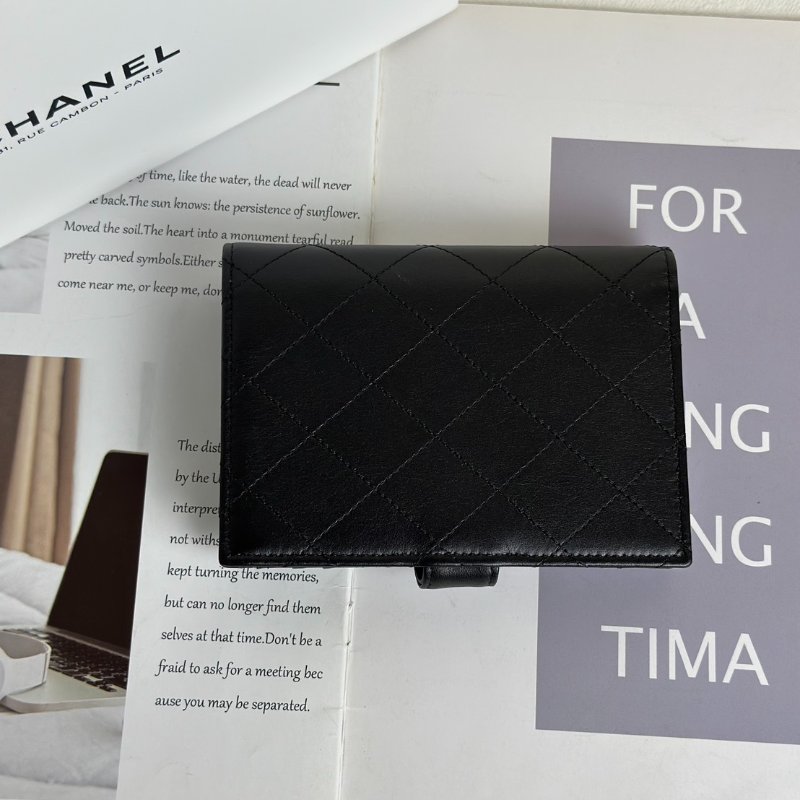 CHANEL 25C雙折護照夾中型錢包 - So black-3